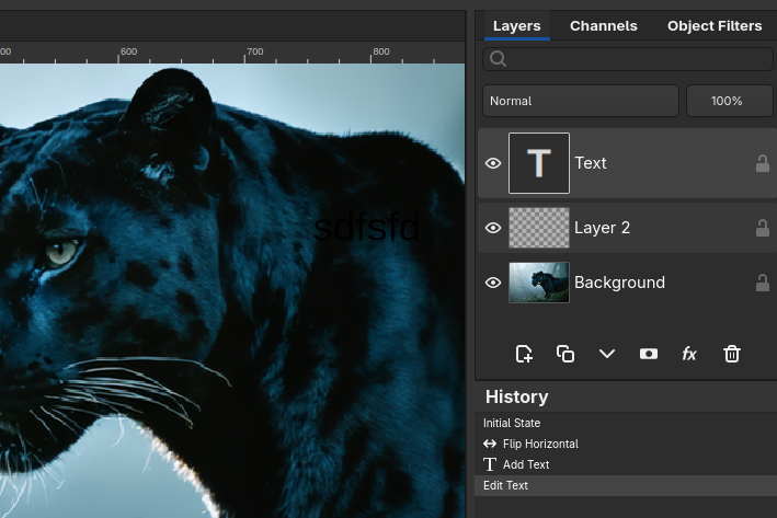 Fog Panther layer-based editing with multiple layers, blend modes, masks, and opacity