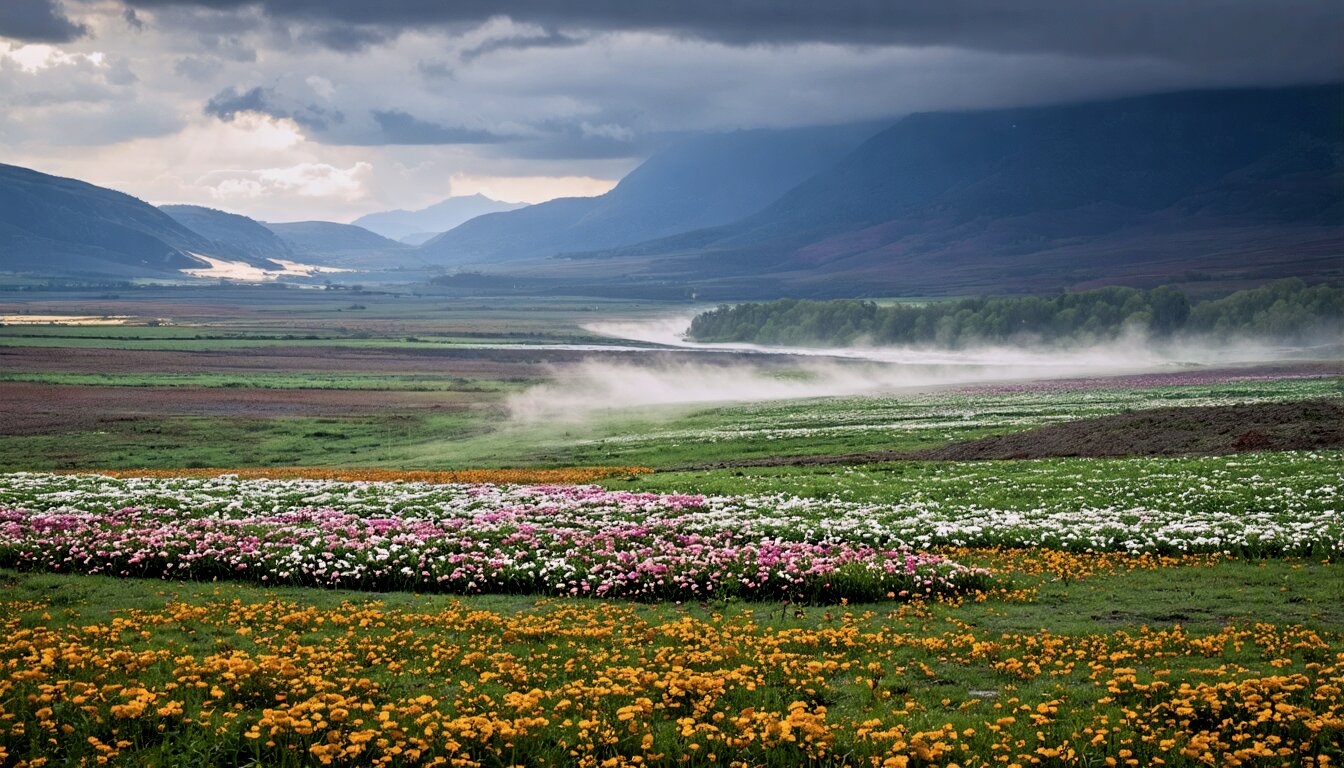 The same photo after the Photo Editor: a deeper, moodier sky, more contrast and vivid flowers